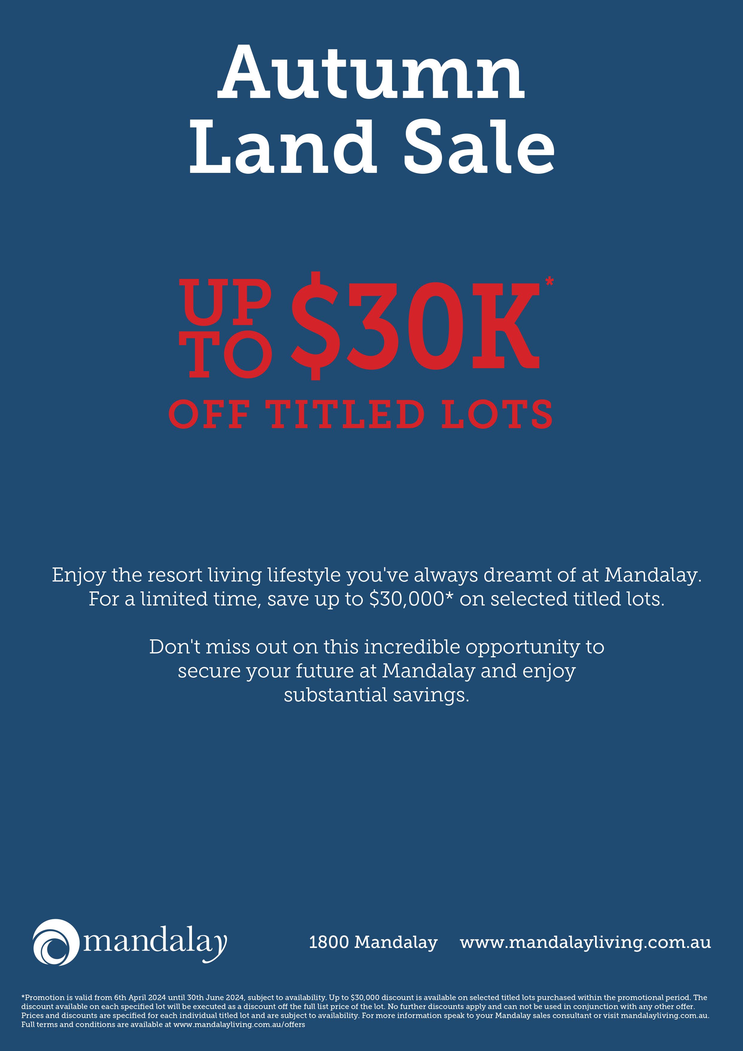 Up to $30K Off Titled Lots